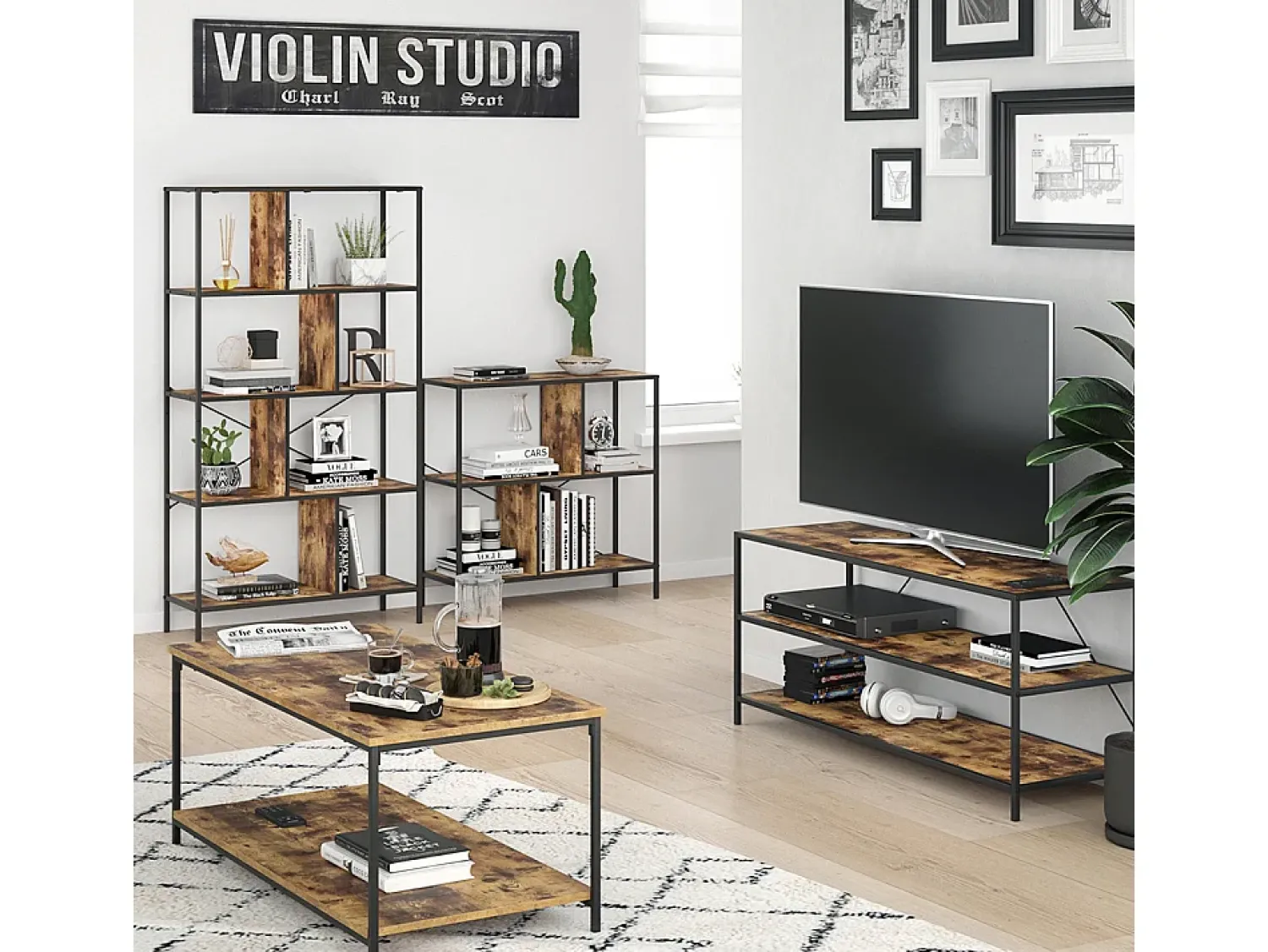 Prateleira|Vicco Divisória de sala madeira antiga 80x30x146 fyrk Castanho