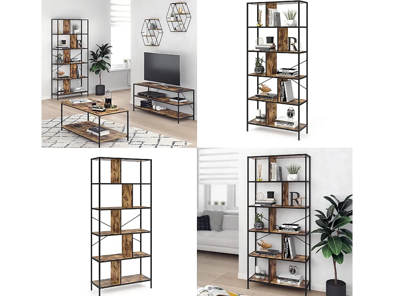 Vicco Divisória de sala madeira antiga 80x30x180 fyrk^ Prateleira