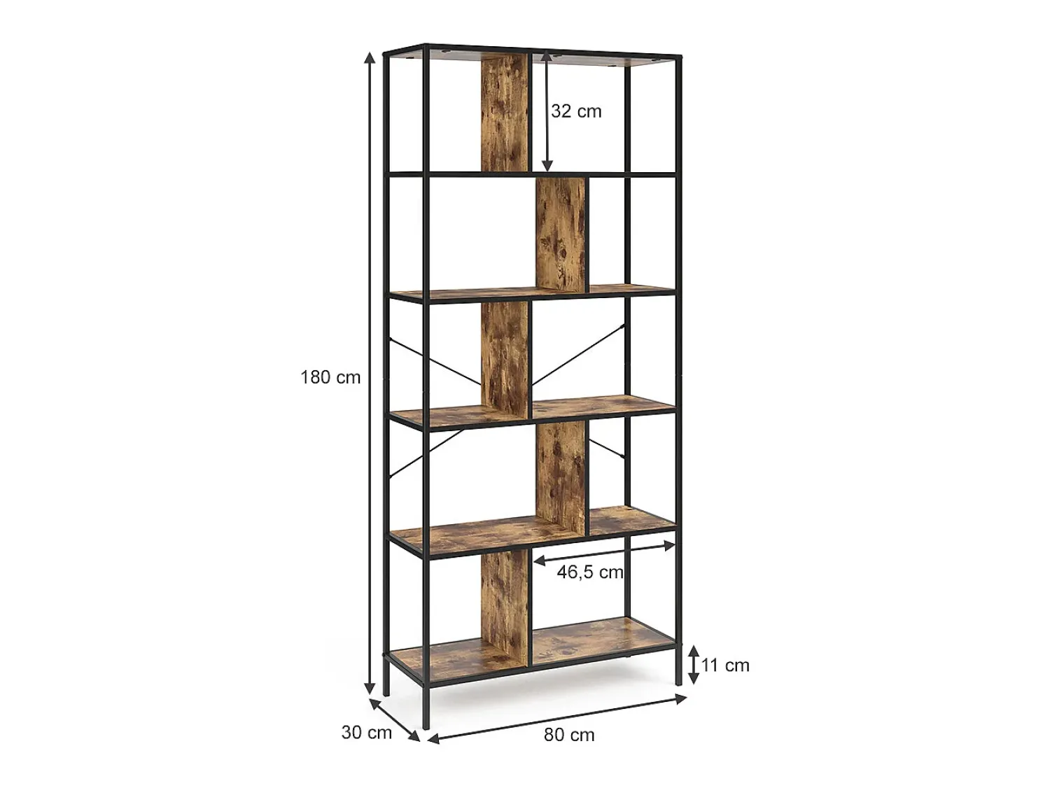 Vicco Divisória de sala madeira antiga 80x30x180 fyrk^ Prateleira