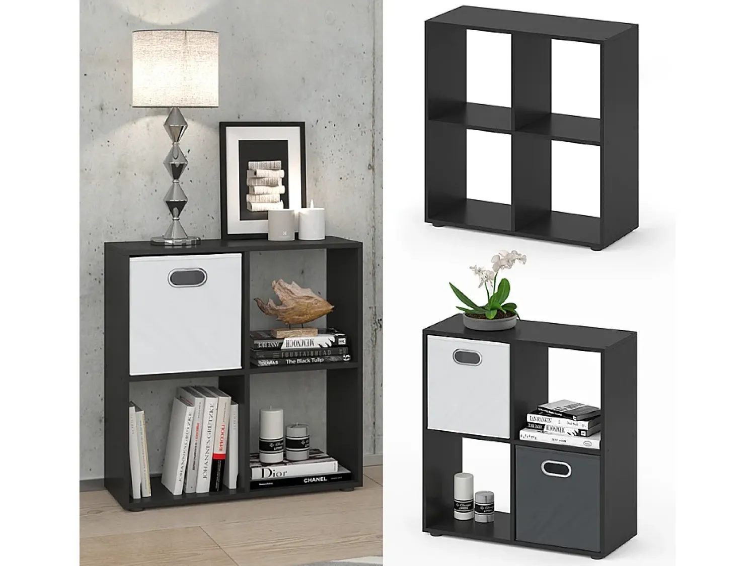 Prateleira*Vicco Divisória de sala 72.6x29x72 tetra Preto