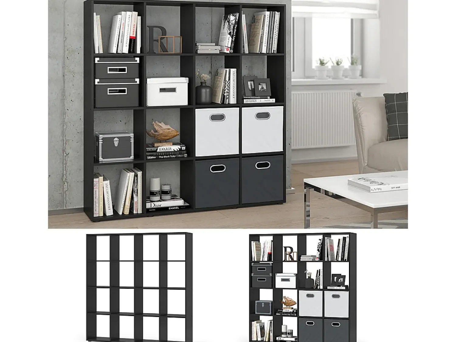 Prateleira|Vicco Divisória de sala 138.5x29x142.5 karree Preto