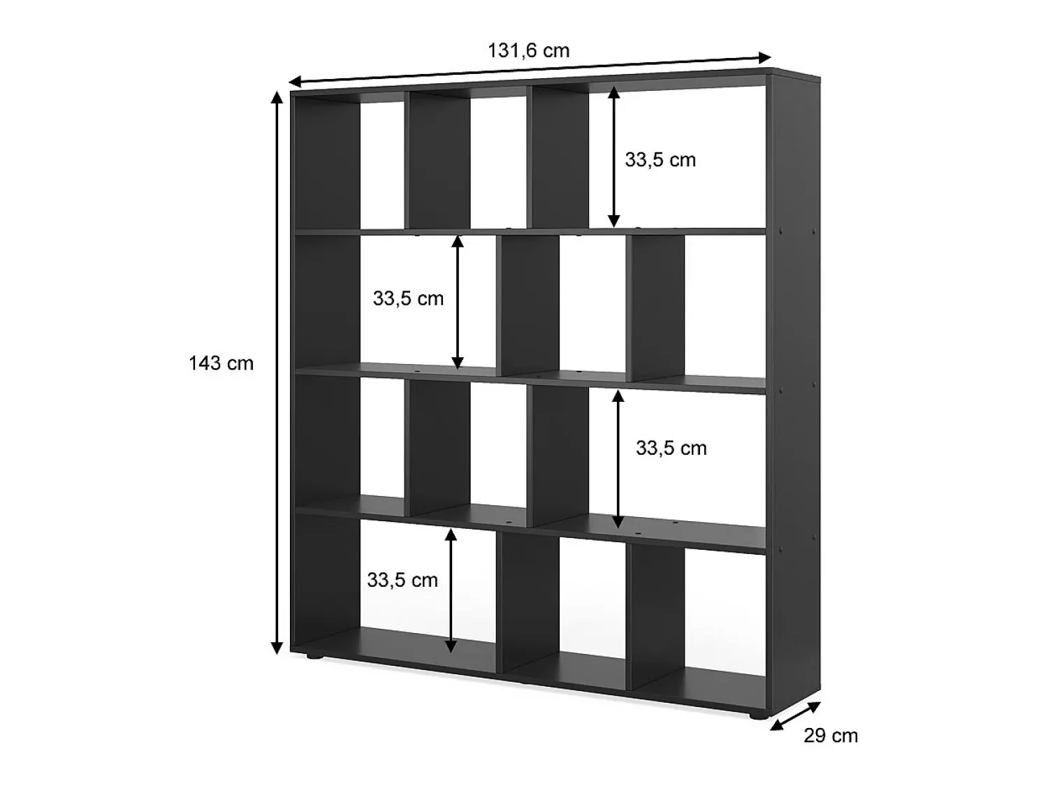 Vicco Divisória de sala 131.6x29x143 pilar^ Prateleira