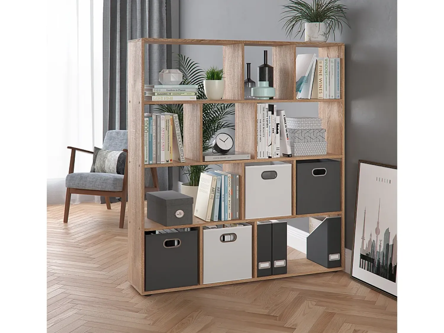 Prateleira|Vicco Divisória de sala sonoma 131.6x29x143 pilar Natural claro