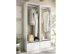 Móvel De Entrada|Dmora Dra guarda-roupa grande, mobiliário de quarto, roupeiro, roupeiro, 120x45 h205 cm, e carvalho Branco