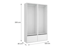 Móvel De Entrada|Dmora Dra guarda-roupa grande, mobiliário de quarto, roupeiro, roupeiro, 120x45 h205 cm, e carvalho Branco