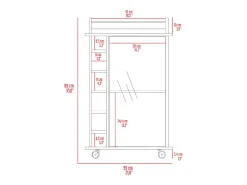 TuHome Dukat Bar Trolley, com rodas e porta de vidro^ Móvel De Bar
