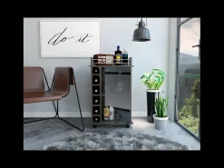 TuHome Dukat Bar Trolley, com rodas e porta de vidro^ Móvel De Bar