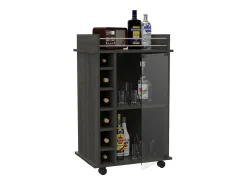 TuHome Dukat Bar Trolley, com rodas e porta de vidro^ Móvel De Bar
