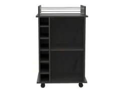 TuHome Dukat Bar Trolley, com rodas e porta de vidro^ Móvel De Bar