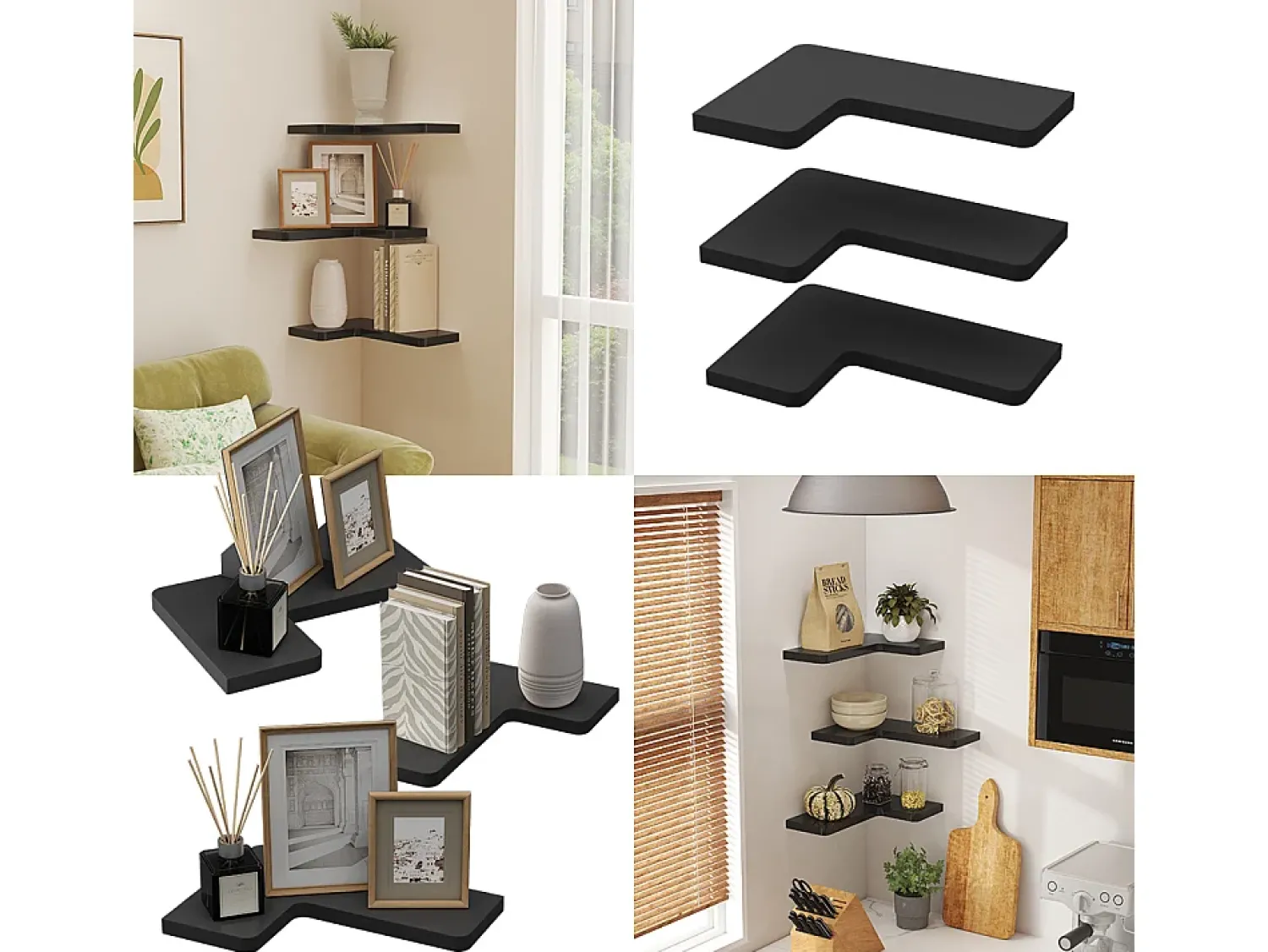 Prateleira*Vicco Eckregal 40.5x28.5x2.5 curva Preto