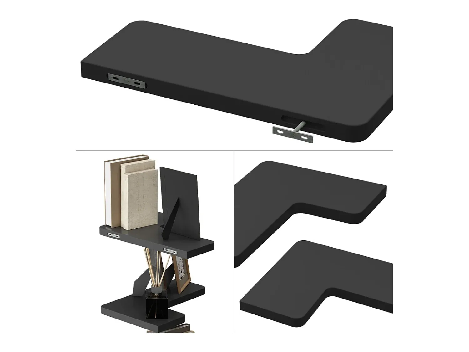 Prateleira*Vicco Eckregal 40.5x28.5x2.5 curva Preto