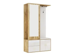 Sale KOMHTOM Elegante conjunto de roupeiro em e madeira crua com espelho, sapateira, banco para sapatos com ganchos e cabides deslizantes Branco
