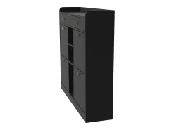 Móvel De Arrumação|Sapateira* Elegante sapateira com 4 portas articuladas, 2 gavetas, 3 compartimentos abertos, Preto