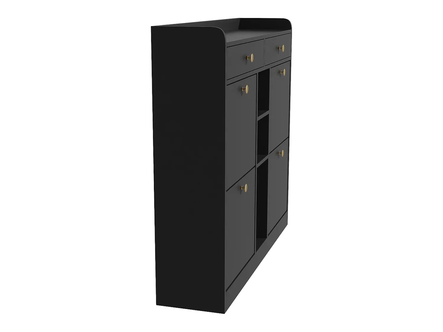 Móvel De Arrumação|Sapateira* Elegante sapateira com 4 portas articuladas, 2 gavetas, 3 compartimentos abertos, Preto
