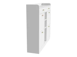 Móvel De Arrumação|Sapateira| Elegante sapateira com 4 portas articuladas, 2 gavetas, 3 compartimentos abertos, Branco