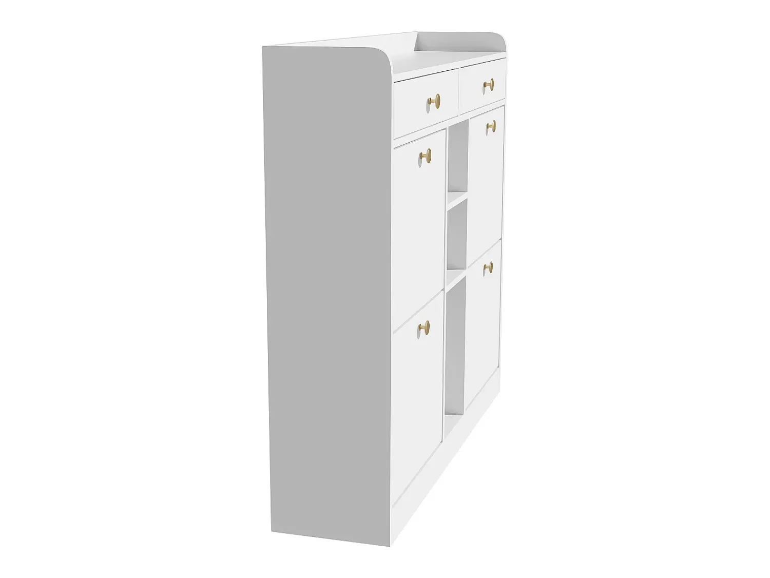 Móvel De Arrumação|Sapateira| Elegante sapateira com 4 portas articuladas, 2 gavetas, 3 compartimentos abertos, Branco