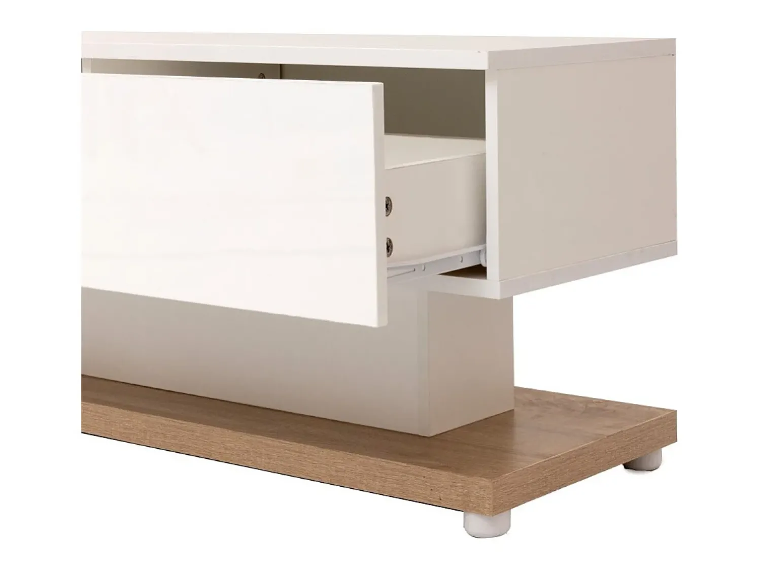 Elegante suporte para TV para sala de estar com iluminação LED ajustável - 2 gavetas e espaço aberto para arrumação - cor madeira e^ Móvel De Tv