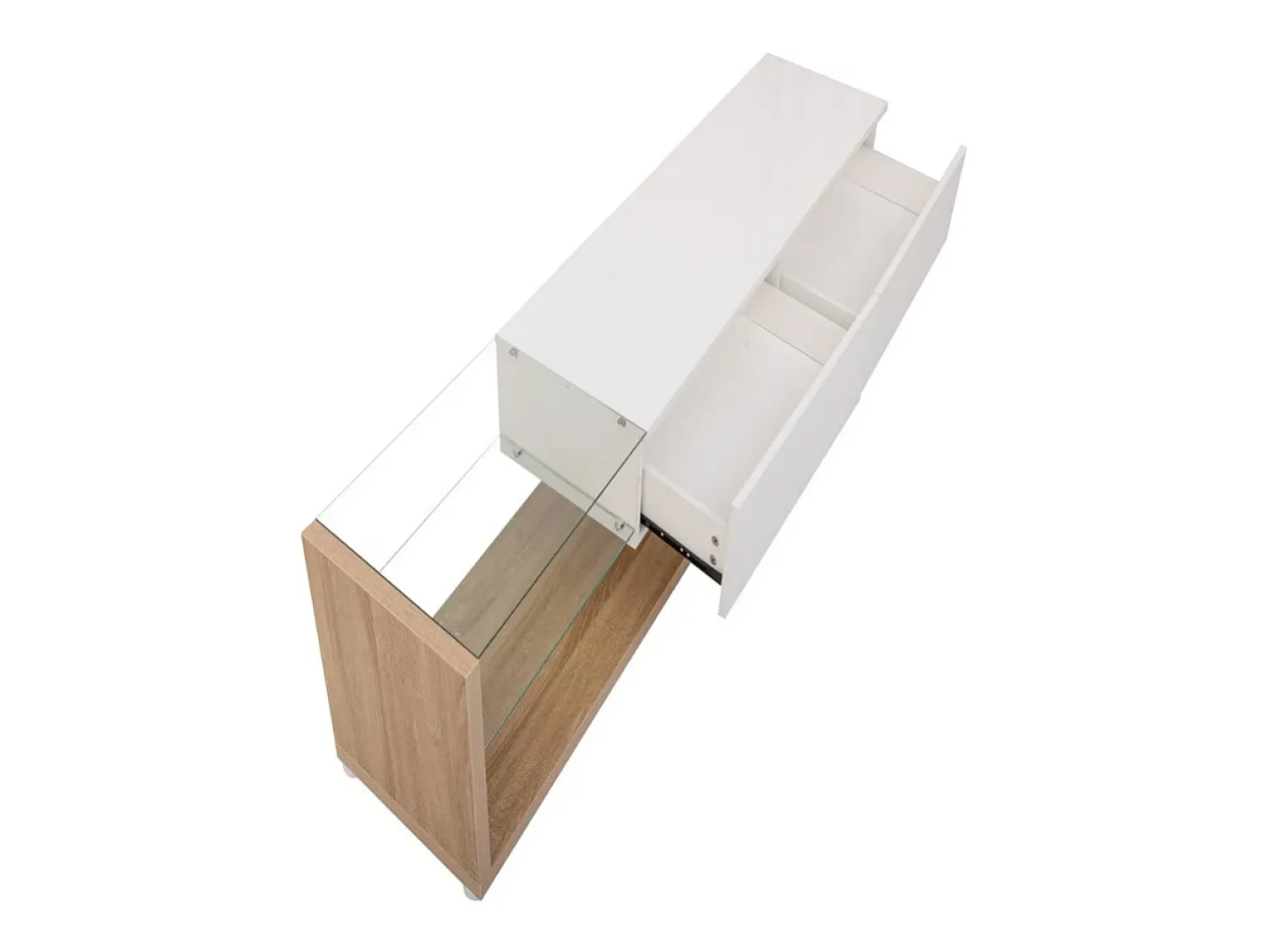 Elegante suporte para TV para sala de estar com iluminação LED ajustável - 2 gavetas e espaço aberto para arrumação - cor madeira e^ Móvel De Tv