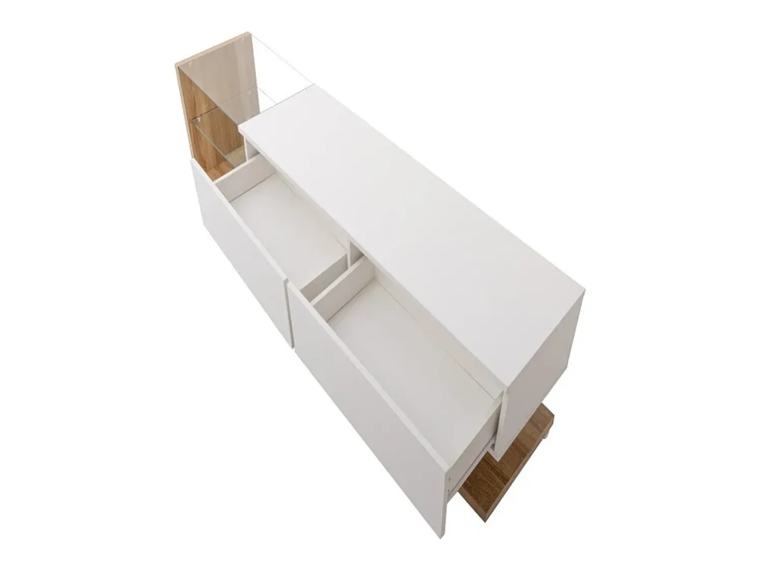 Elegante suporte para TV para sala de estar com iluminação LED ajustável - 2 gavetas e espaço aberto para arrumação - cor madeira e^ Móvel De Tv