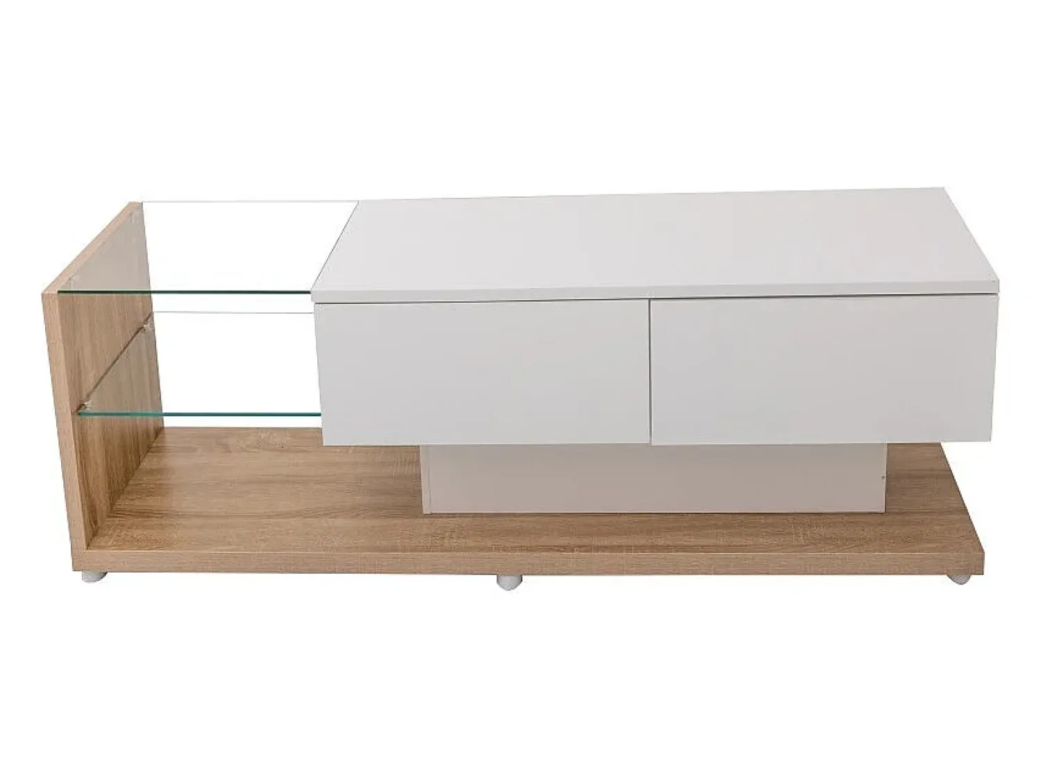 Elegante suporte para TV para sala de estar com iluminação LED ajustável - 2 gavetas e espaço aberto para arrumação - cor madeira e^ Móvel De Tv