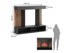 Lareira*Vicco Elektrokamin 100x25x80 lynea Preto