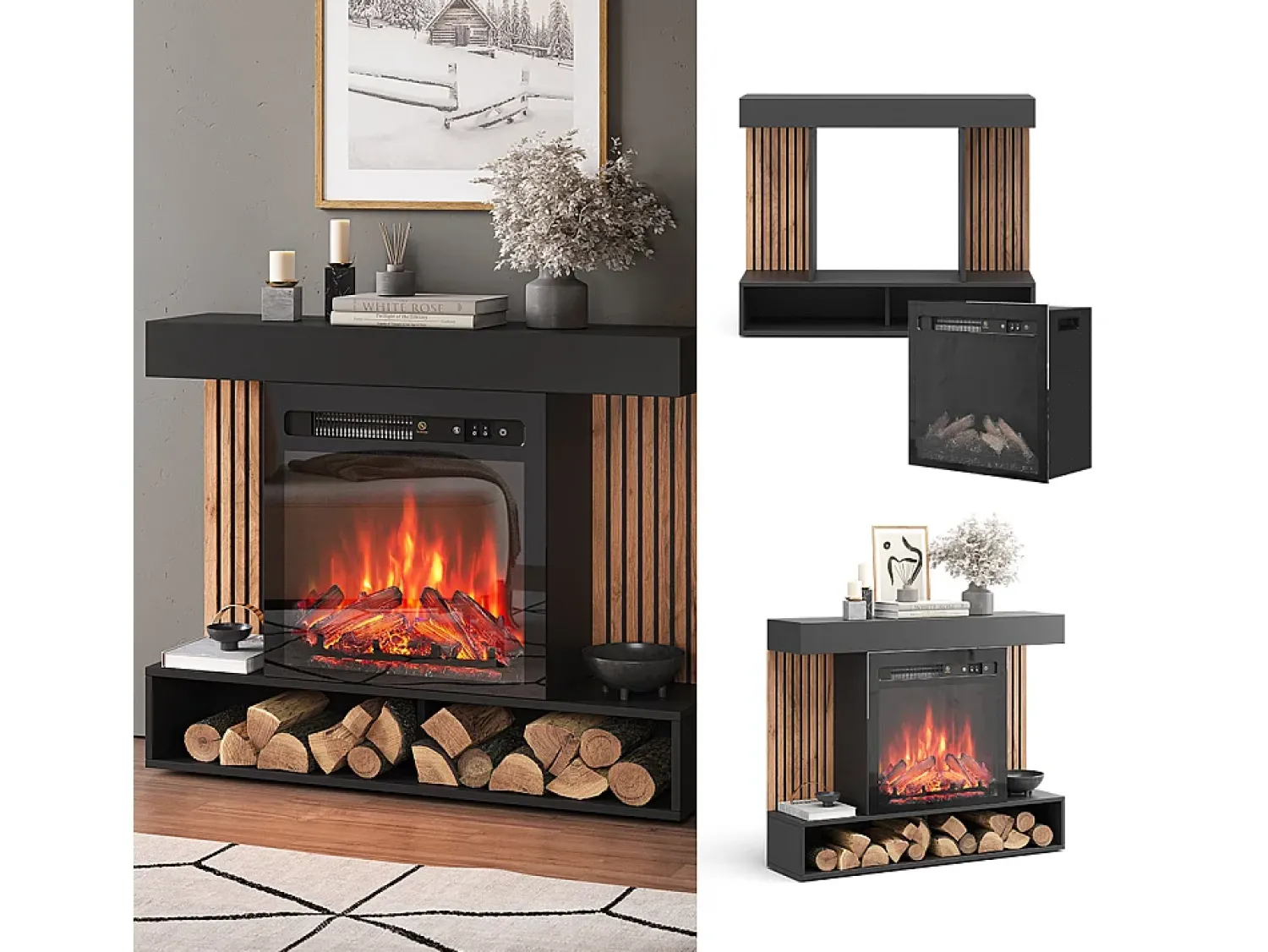 Lareira*Vicco Elektrokamin 100x25x80 lynea Preto