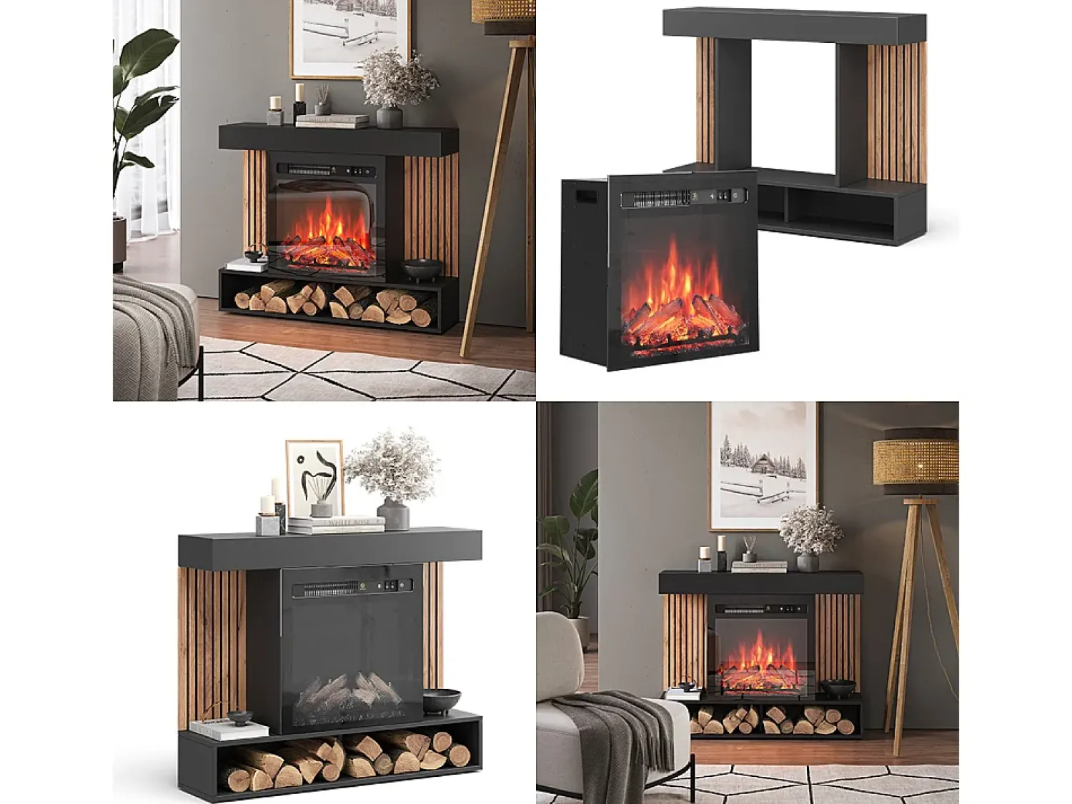 Lareira*Vicco Elektrokamin 100x25x80 lynea Preto