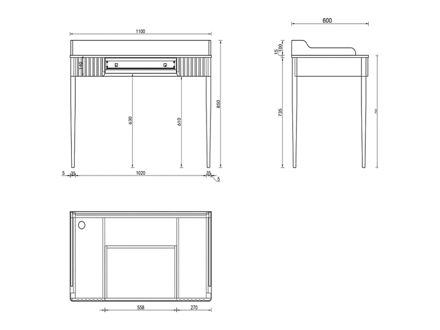 Vente-unique Escrivaninha console com 1 gaveta em MDF fosco - RENEVI por Pascal Morabito^ Consola