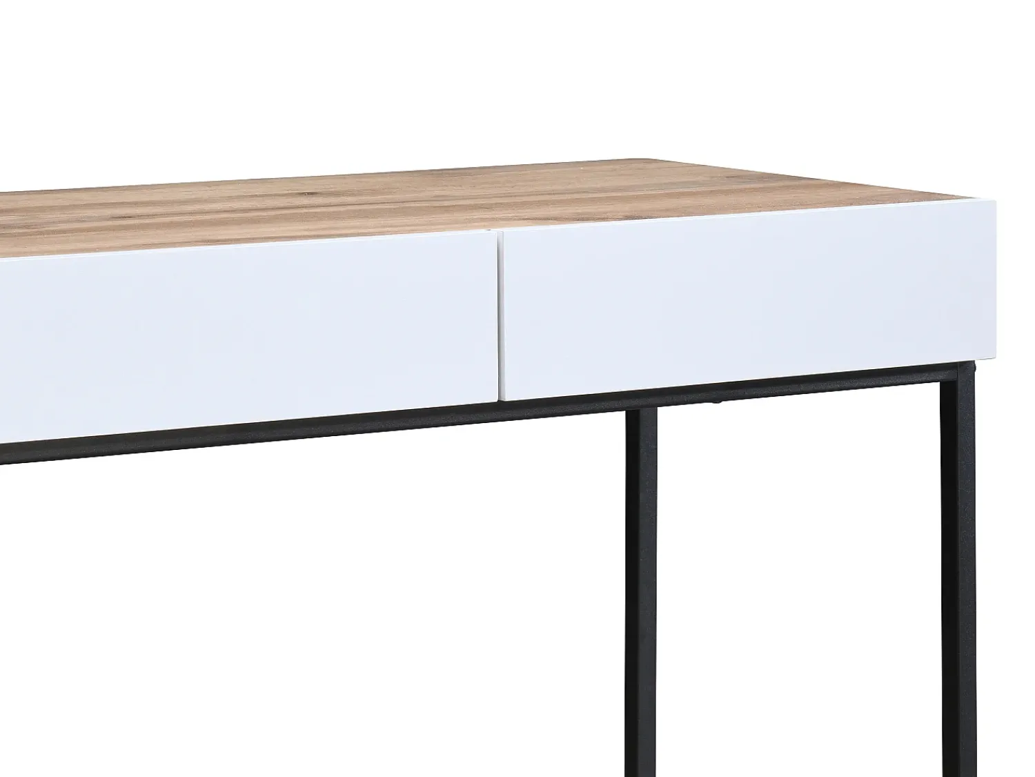 Vente-unique Escrivaninha console com 2 gavetas, branca e natural - CEVANIA^ Consola