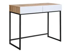 Vente-unique Escrivaninha console com 2 gavetas, branca e natural - CEVANIA^ Consola