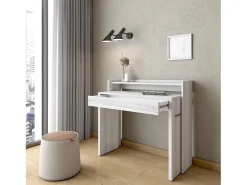 Outlet Skraut Home Escrivaninha Extensível, 99x90x35cm, retrátil, Mesa de Computador, veado Branco