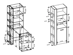 Vente-unique Escrivaninha modular TUPELIO com 10 nichos, nas cores natural e branca -^ Biblioteca