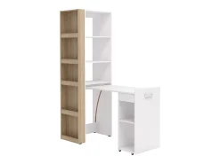 Vente-unique Escrivaninha modular TUPELIO com 10 nichos, nas cores natural e branca -^ Biblioteca