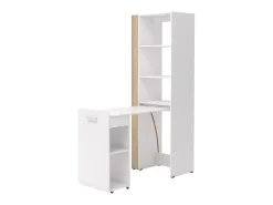 Vente-unique Escrivaninha modular TUPELIO com 10 nichos, nas cores natural e branca -^ Biblioteca