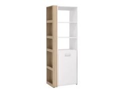 Vente-unique Escrivaninha modular TUPELIO com 10 nichos, nas cores natural e branca -^ Biblioteca
