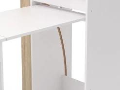 Vente-unique Escrivaninha modular TUPELIO com 10 nichos, nas cores natural e branca -^ Biblioteca