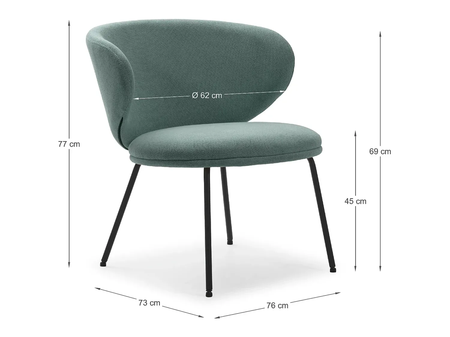 Hot Espreguiçadeira com pernas de metal 76x73 h77 cm Verde