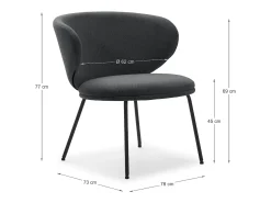 Hot Espreguiçadeira com pernas de metal 76x73 h77 cm Cinzento