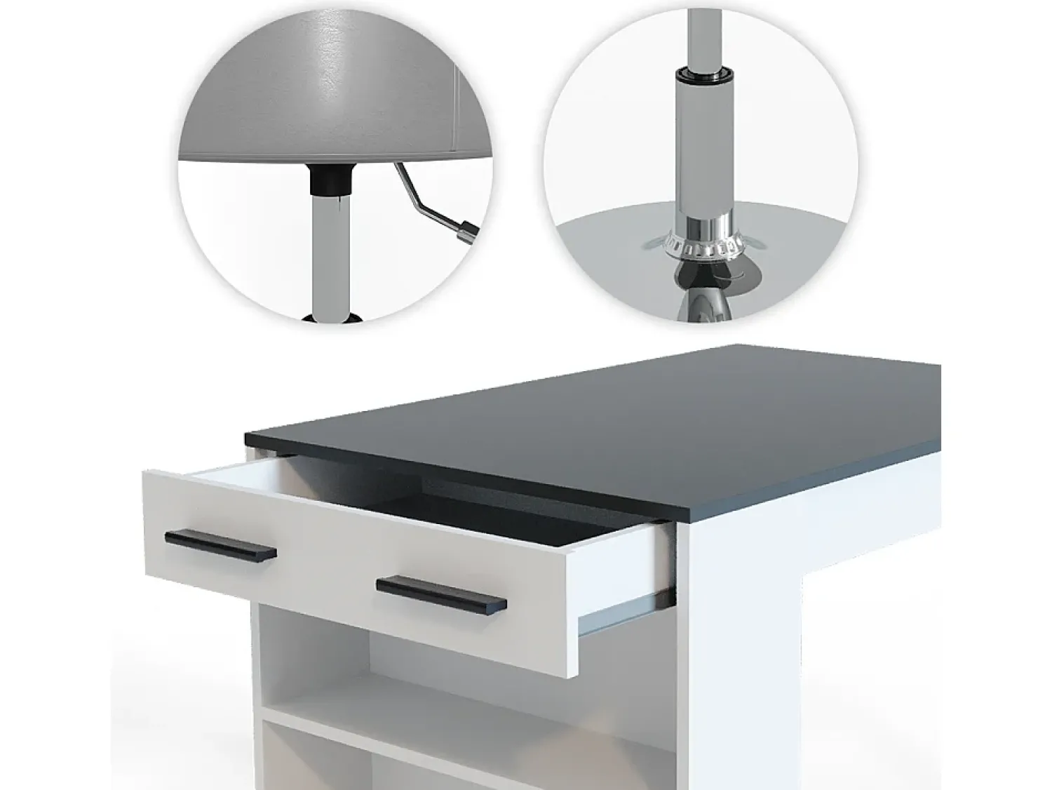 Móvel De Bar*Vicco Esstisch-Set antracite/branco 67x100x77.5 repose Cinza antracite