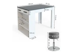 Móvel De Bar*Vicco Esstisch-Set antracite/branco 67x100x77.5 repose Cinza antracite