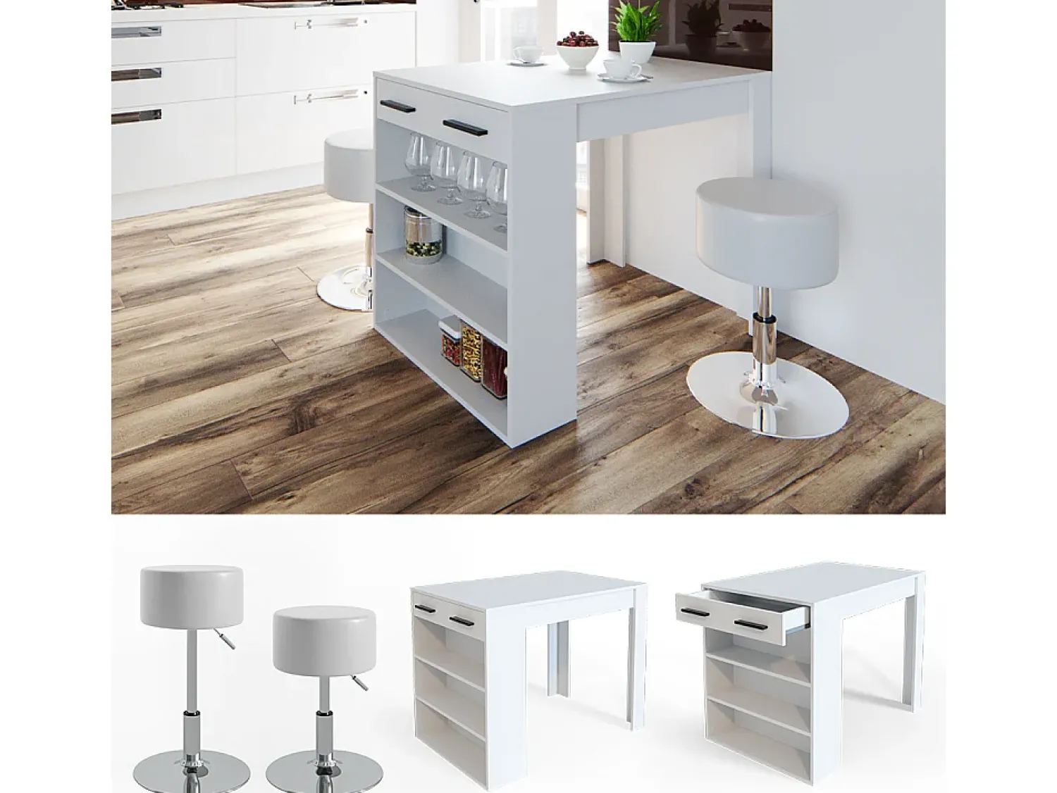 Clearance Vicco Esstisch-Set 67x100x77.5 repose Branco