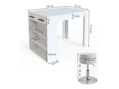 Clearance Vicco Esstisch-Set 67x100x77.5 repose Branco