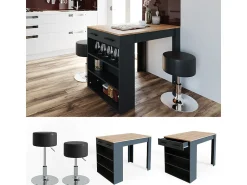 Móvel De Bar*Vicco Esstisch-Set carvalho antracite/goldkraft 67x100x77.5 repose Cinza antracite