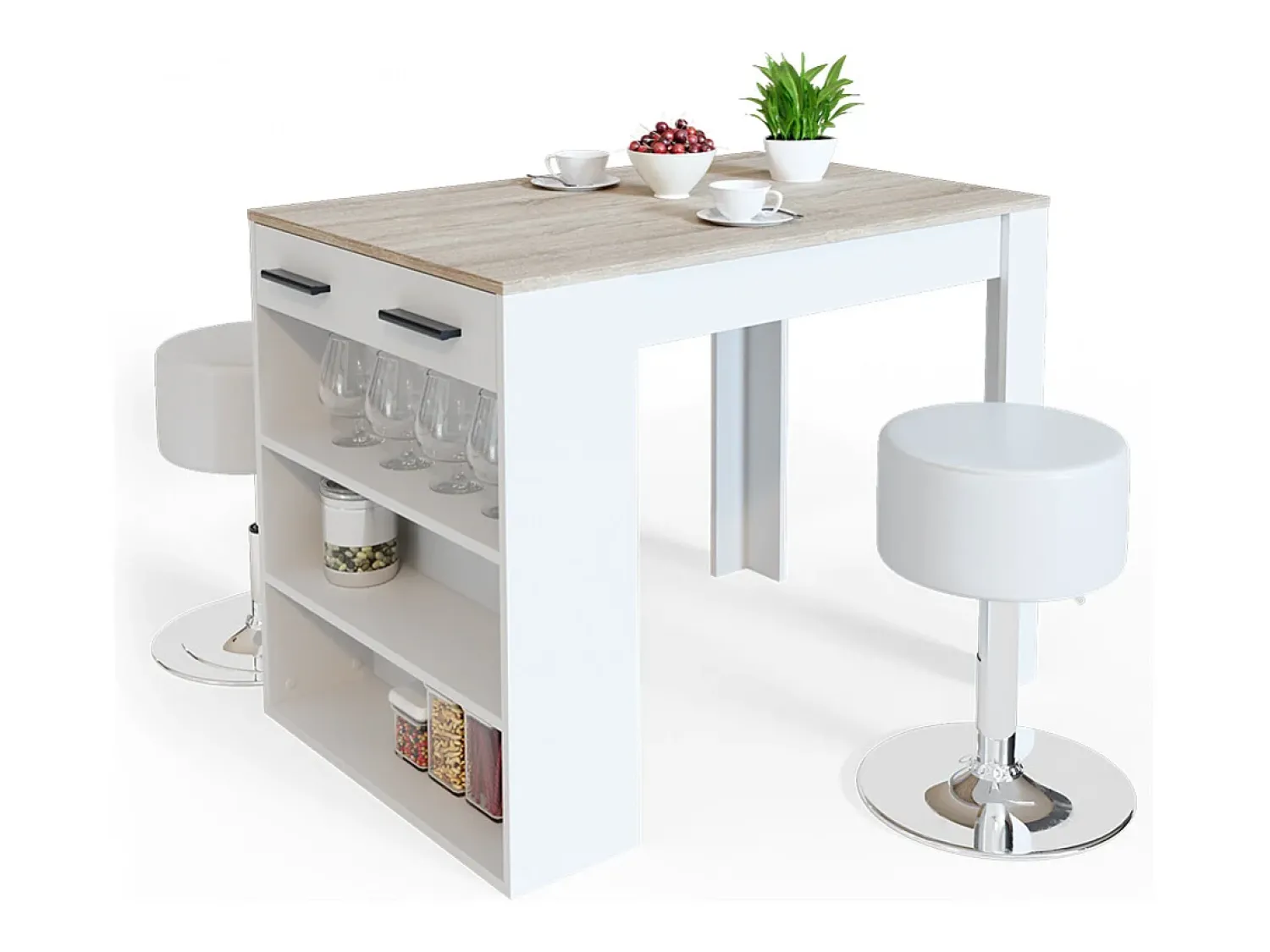Móvel De Bar|Vicco Esstisch-Set sonoma/branco 67x100x77.5 repose Natural claro