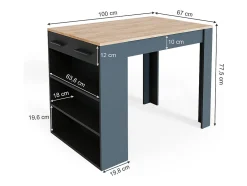 Móvel De Bar*Vicco Esszimmertisch carvalho antracite/goldkraft 67x100x77.5 repose Cinza antracite