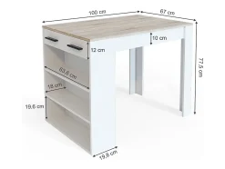 Móvel De Bar*Vicco Esszimmertisch sonoma/branco 67x100x77.5 repose Natural claro