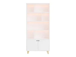 New ModernLuxe Estante 80×30×173 cm - iluminação LED com mudança de cor - 2 portas - compartimentos de armazenamento - Branco