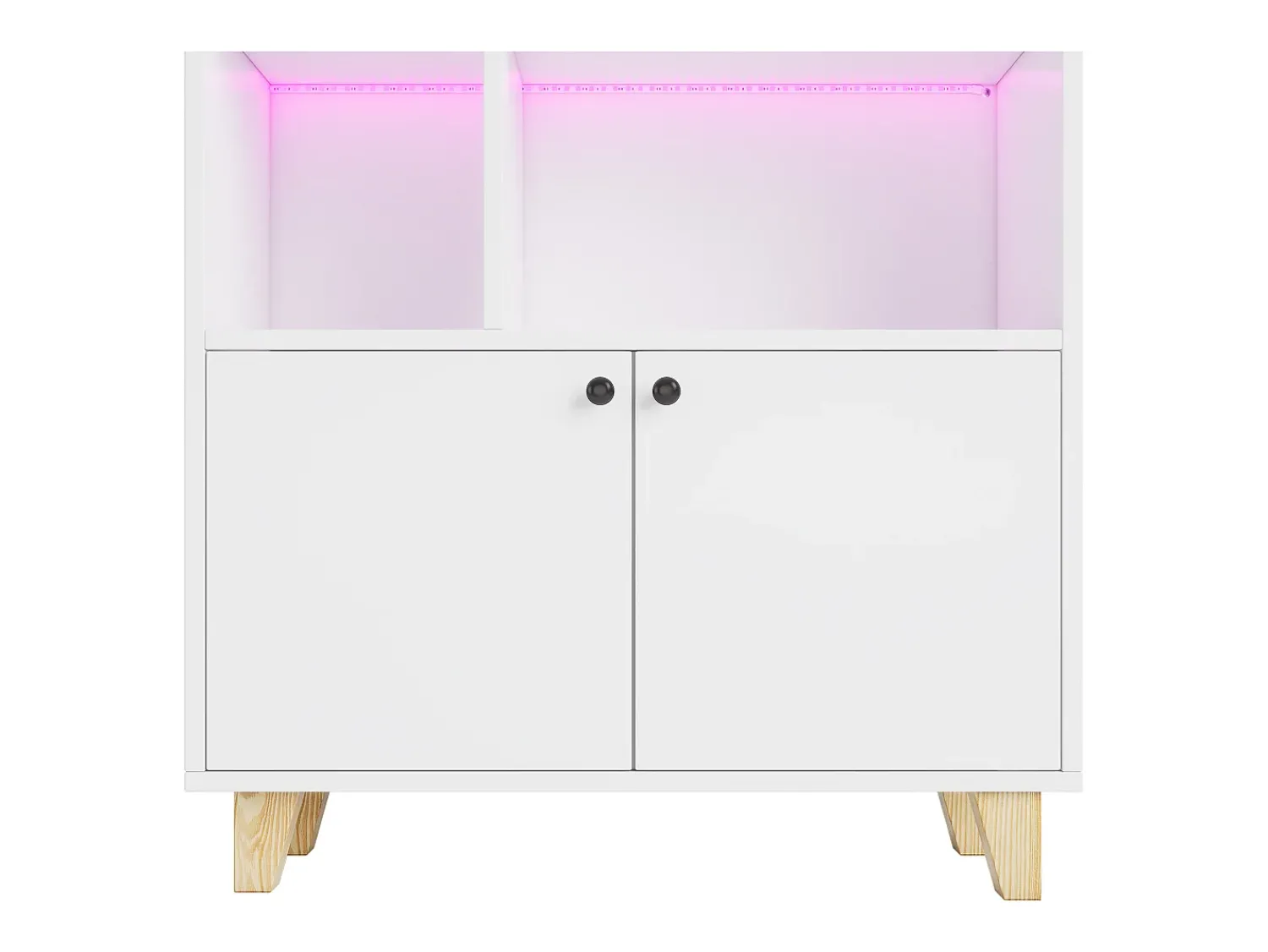 New ModernLuxe Estante 80×30×173 cm - iluminação LED com mudança de cor - 2 portas - compartimentos de armazenamento - Branco