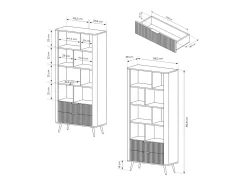 Clearance Estante: 2 gavetas, , 88,2 x 38 x 193,8 cm Preto