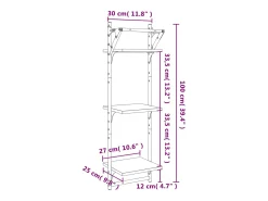 Prateleira|vidaxl Estante 3 prat. c/ barras 2 pcs 30x25x100 cm carvalho Castanho